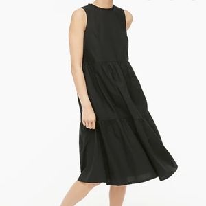 J Crew tiered midi dress black 2